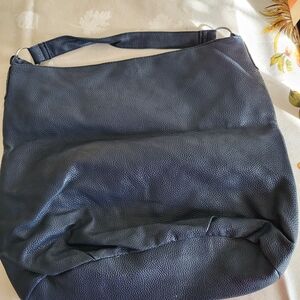 Faux Leather Navy Blue Women's Hobo Bag